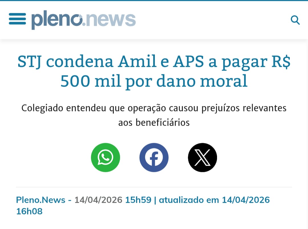 STJ condena Amil e APS a pagar R$ 500 mil por dano moral